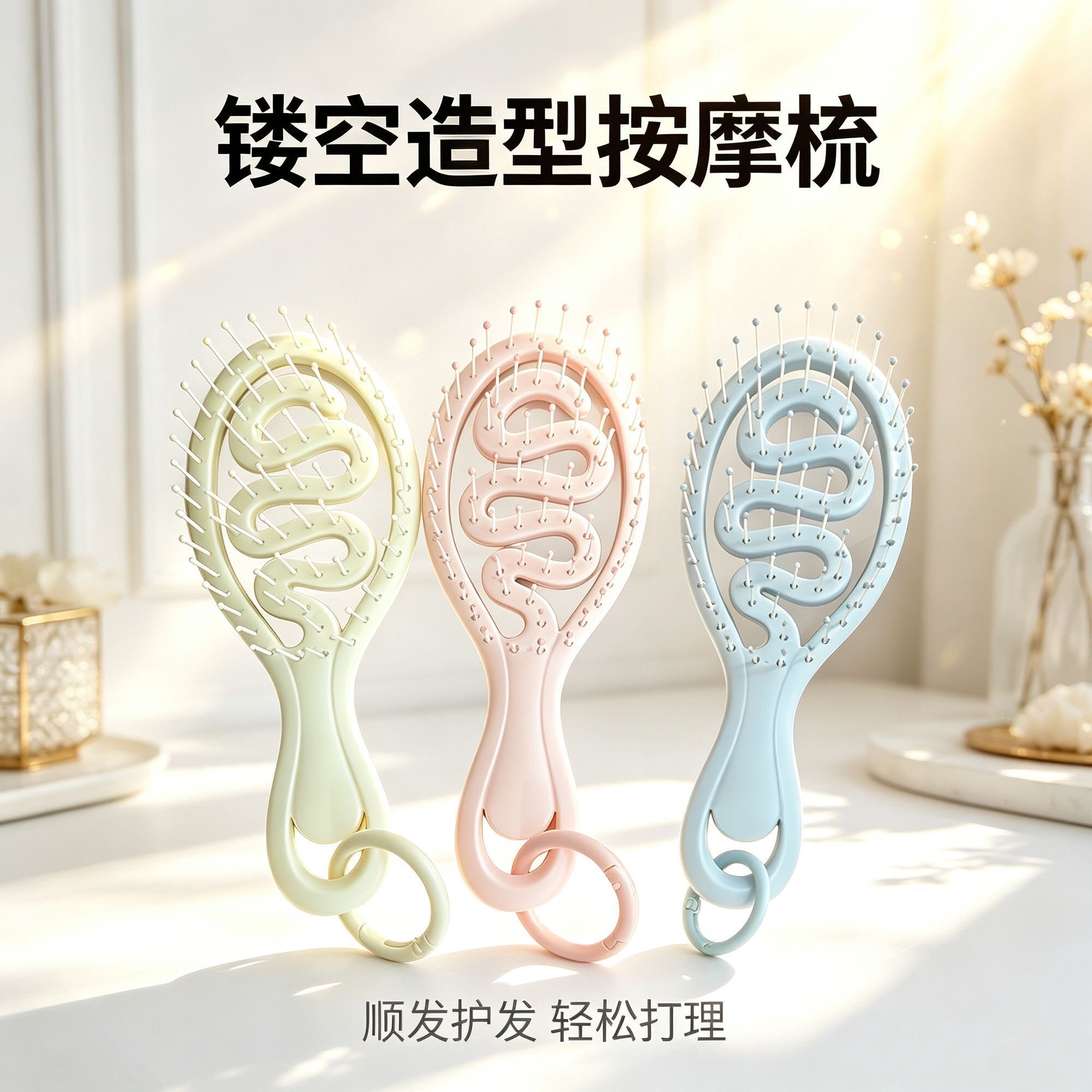 超迷你挂圈镂空排骨梳子