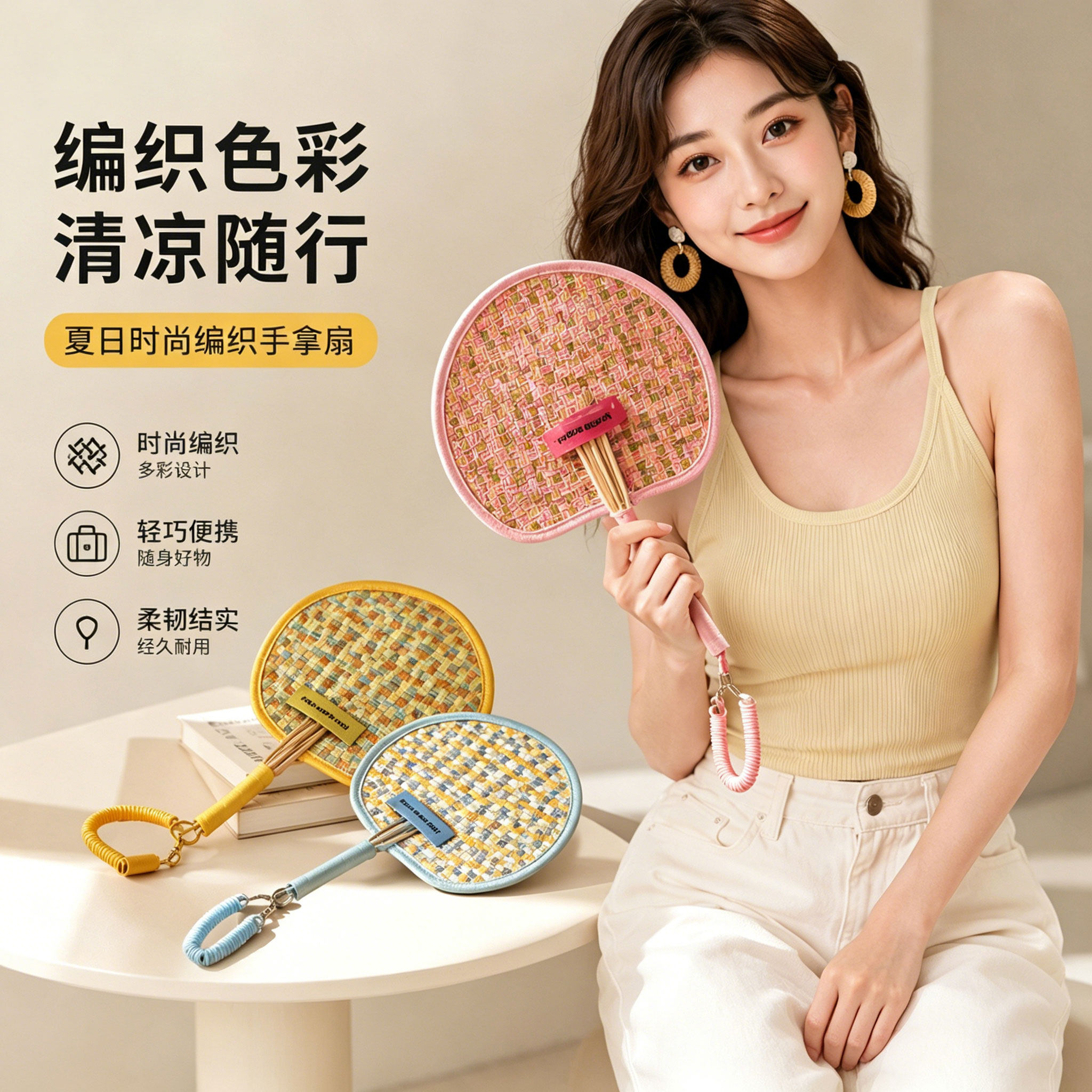 夏季扇子新款可爱创意多巴胺手工