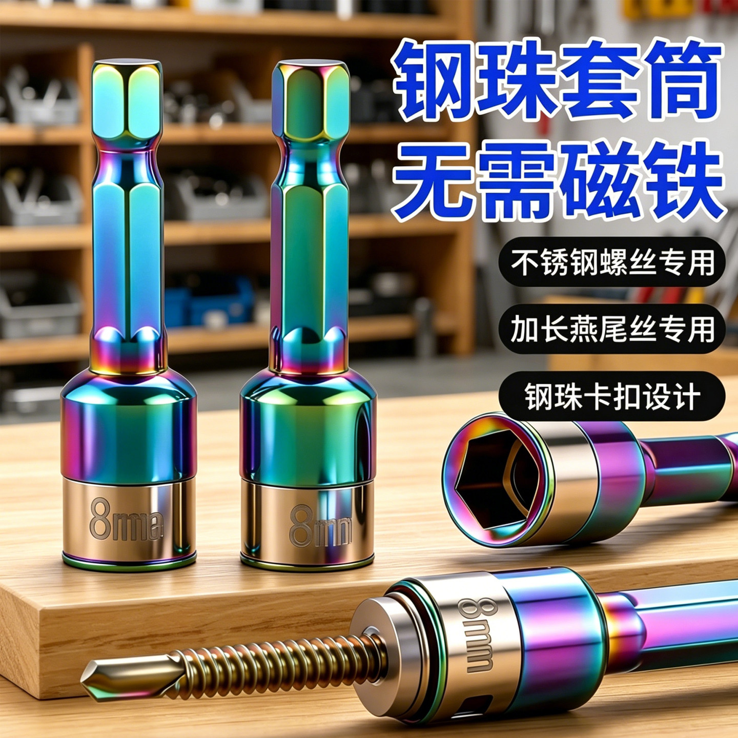 新款燕尾钉螺丝套筒无磁套筒钢珠