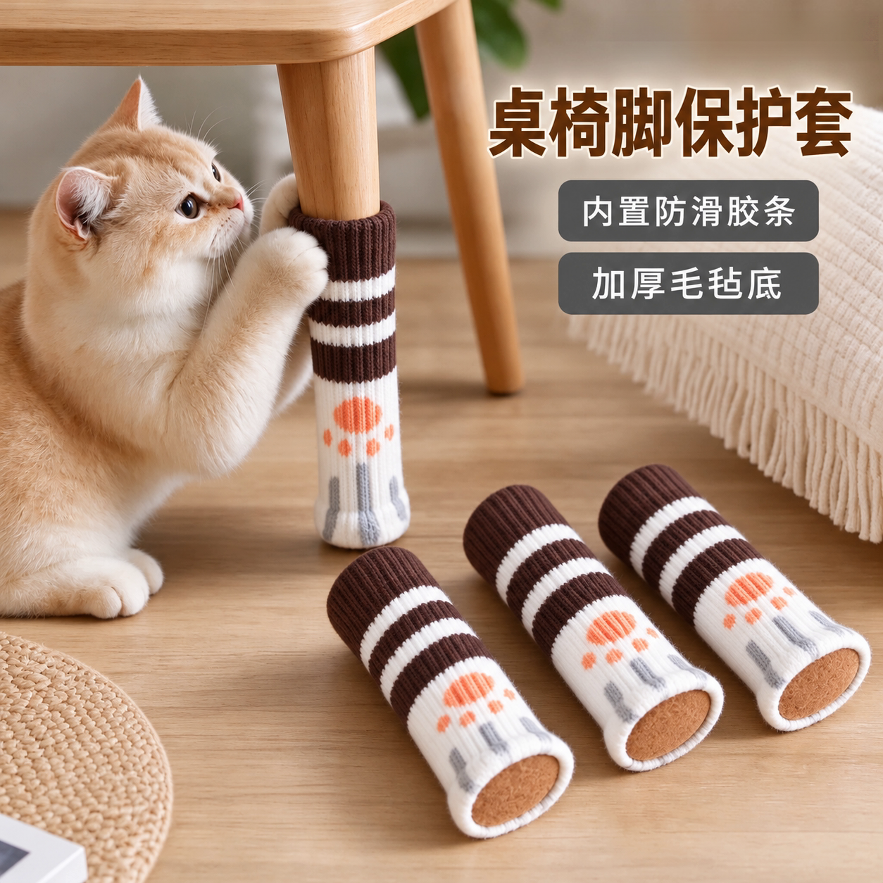 加厚椅子脚套猫爪桌椅脚垫静音耐磨桌脚垫包椅脚凳子腿通用保护套