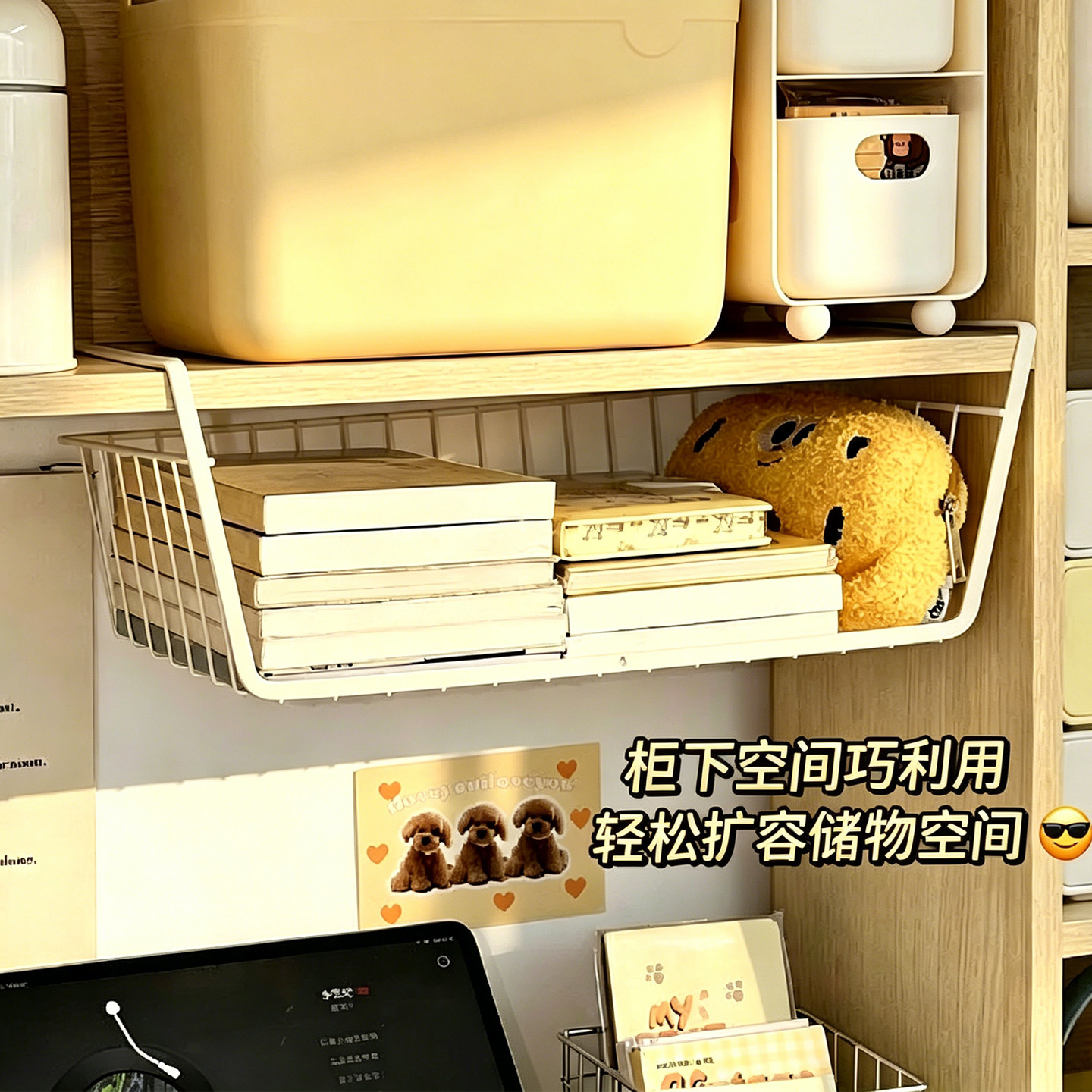宿舍桌下挂篮置物架钩床头篮衣橱边收纳神器悬挂大学生寝室免打孔