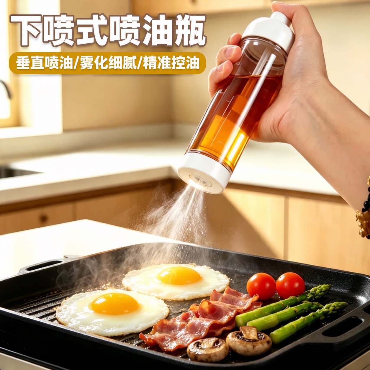下喷式喷油瓶油壶厨房家用食品级喷雾式油瓶雾化垂直喷油壶控油壶