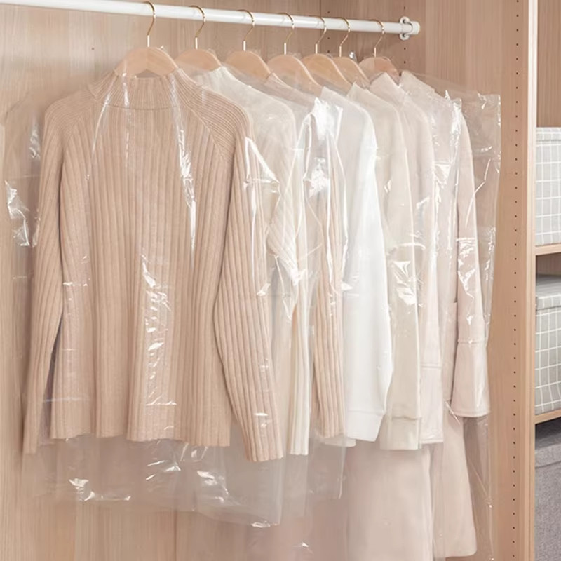 干洗店衣服防尘罩家用收纳衣橱挂式塑料透明一次性大衣西装罩加厚