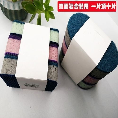 加厚加密百洁布绿底海绵洗碗布