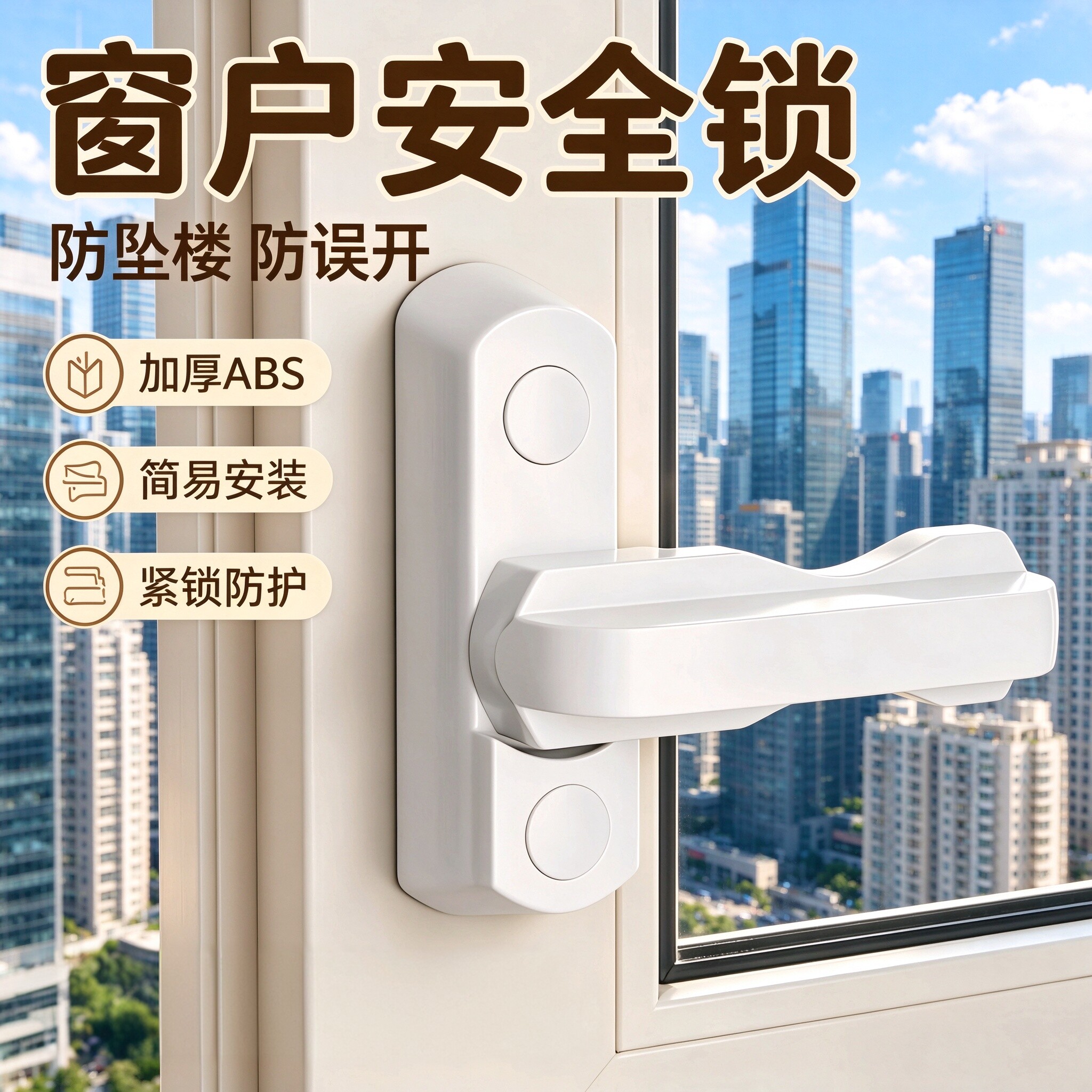 塑钢平开T型防盗门窗安全锁