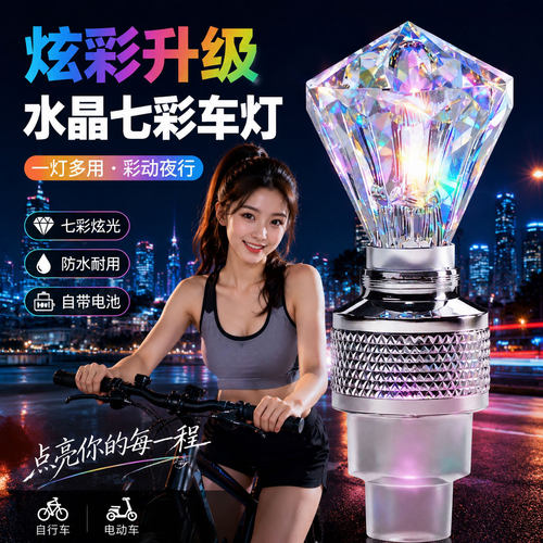 自行车气门灯震动感应风火轮七彩