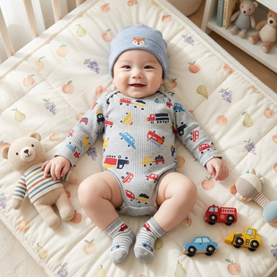 男女宝宝衣服婴儿服装 哈衣新生儿连体衣春秋可爱卡通印花