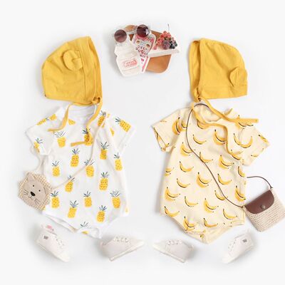婴儿连体衣香蕉菠萝宝宝衣服韩版夏季卡通包屁衣baby纯棉哈衣爬服