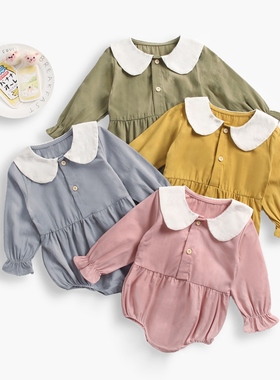 连体衣婴儿衣服娃娃领宝宝长袖爬服秋冬ins爆款哈衣newborn baby