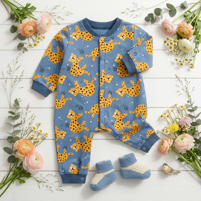新生儿长爬连体衣春秋婴儿服装卡通长袖爬服动物哈衣宝宝衣服