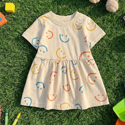 婴儿衣服卡通印花儿童宝宝裙子ins风婴童服装夏季女童连衣裙纯棉
