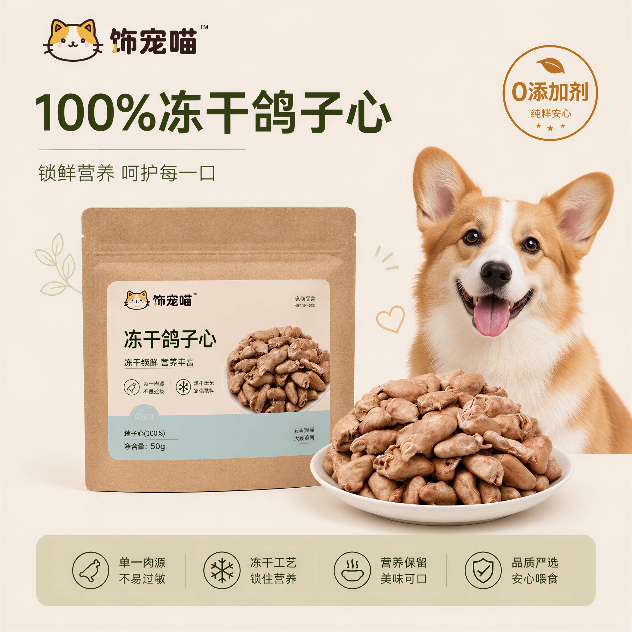冻干鸽心狗狗零食鸽子心老年犬营养补给成犬幼犬磨牙互动训犬伴粮