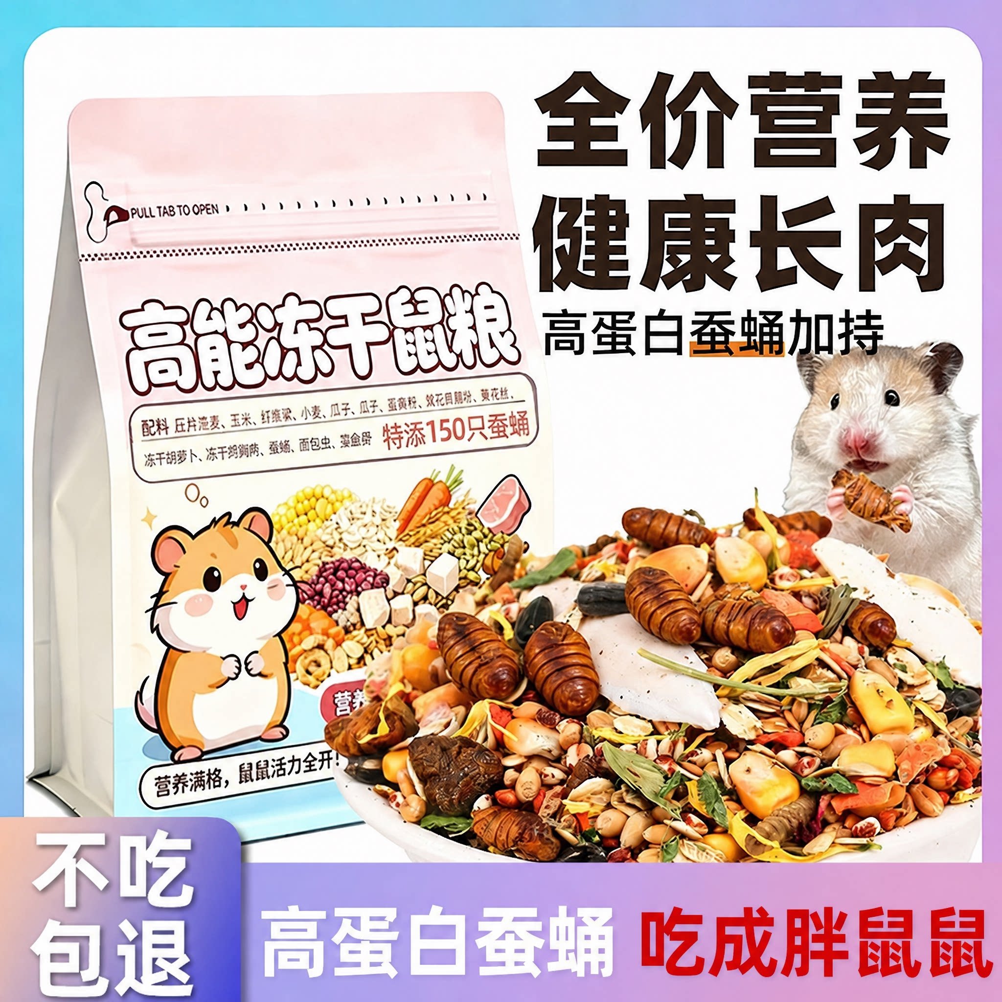 蚕蛹果蔬仓鼠粮高蛋白营养主粮零食冻干花枝鼠金丝熊侏儒专用饲料图片