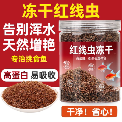 冻干红虫观赏鱼饲料孔雀鱼锦鲤斗鱼金鱼粮食蝾螈六角龙乌龟口粮