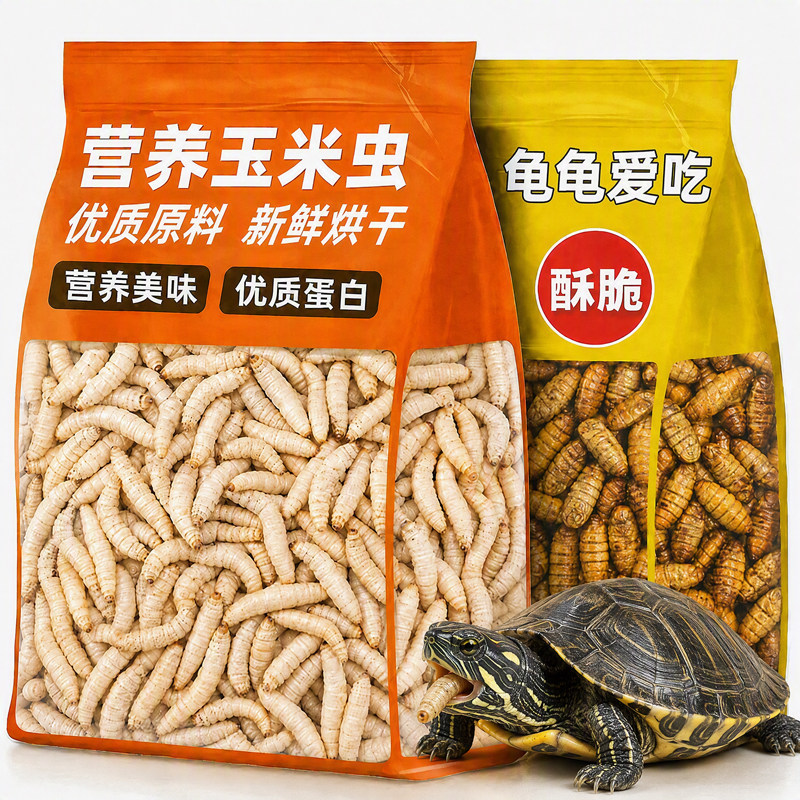 高蛋白玉米虫蚕蛹乌龟零食营养龟粮饲巴西龟草龟鳄龟石金钱龟寸金