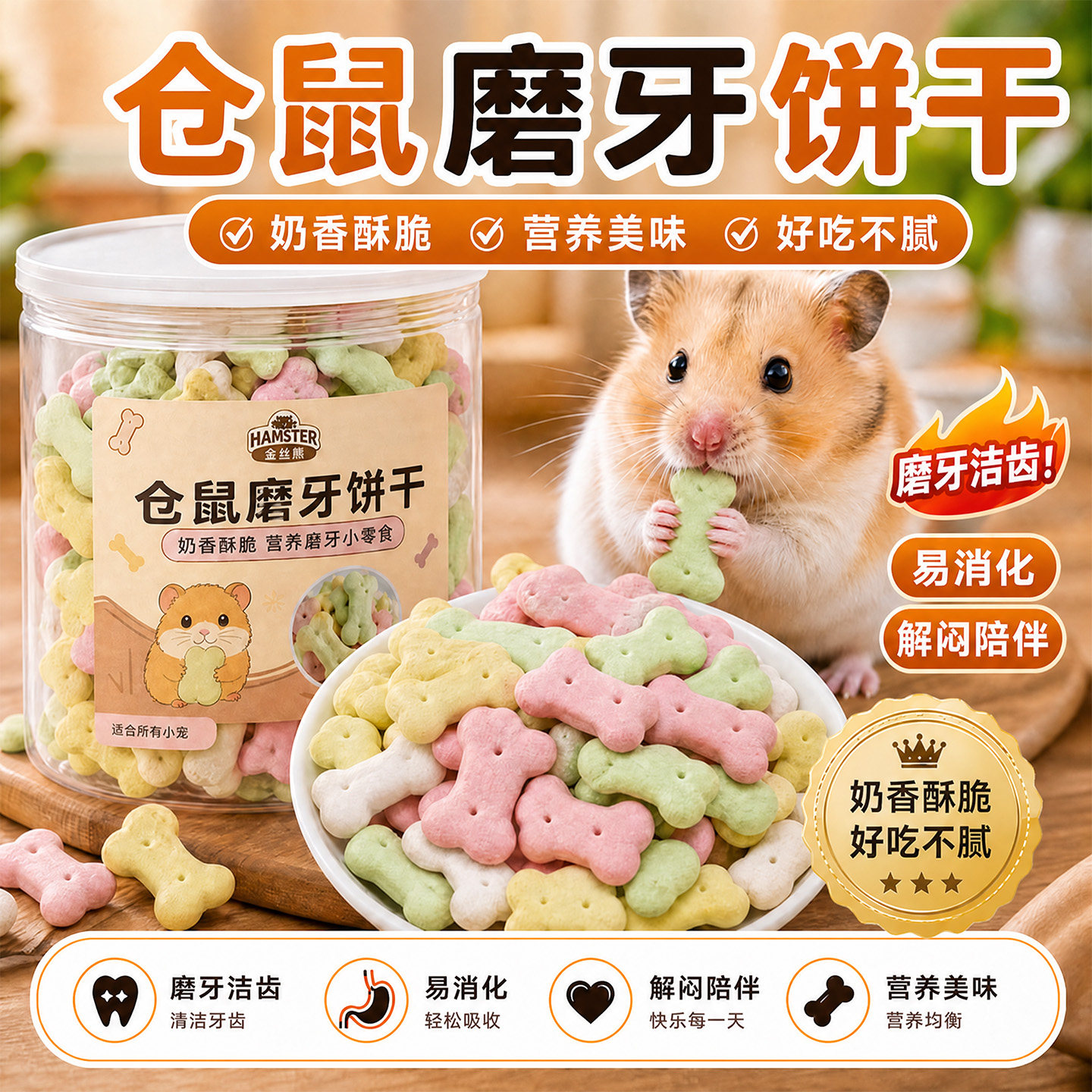 磨牙小骨头饼干仓鼠零食解闷玩具耐咬金丝熊侏儒自嗨互动用品大全