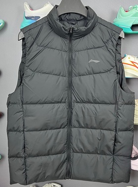 李宁羽绒马甲2025冬季男子健身系列90%鸭绒轻薄保暖背心AMRV037