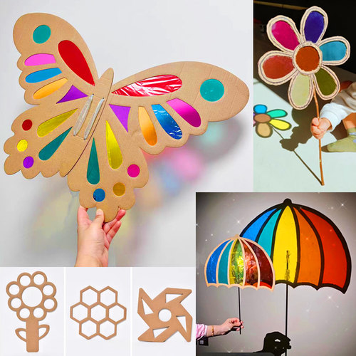 彩色玻璃纸幼儿园儿童手工塑料纸