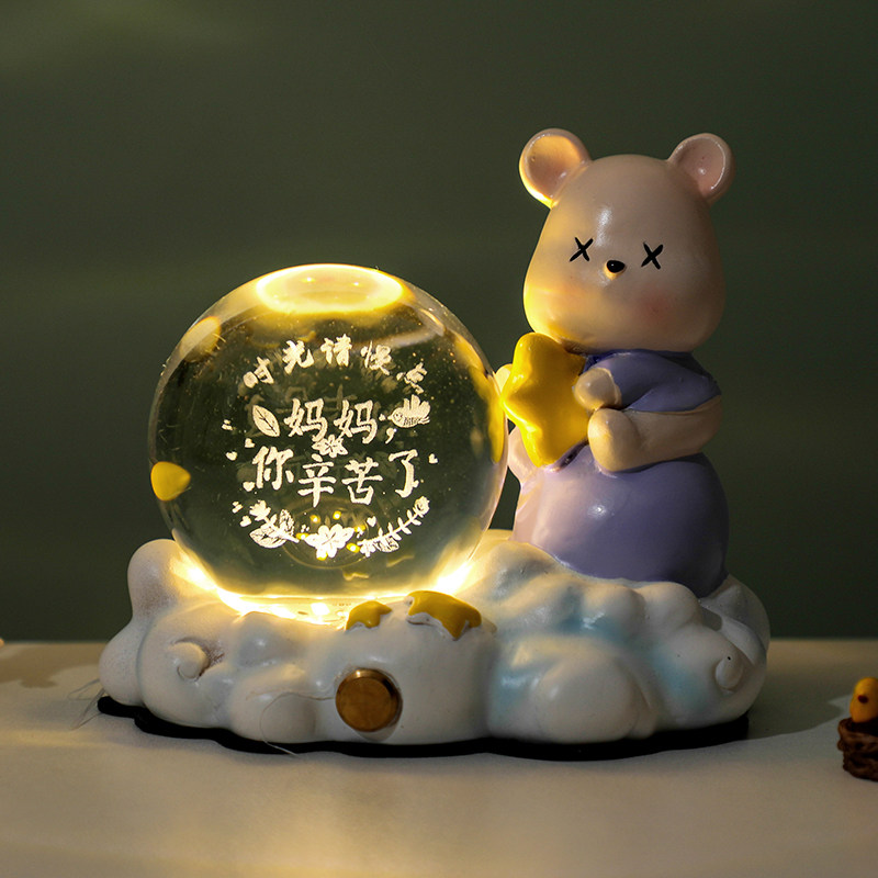 母亲节送父母长辈暴力熊水晶灯情人节送女生新奇特别浪漫感谢礼品