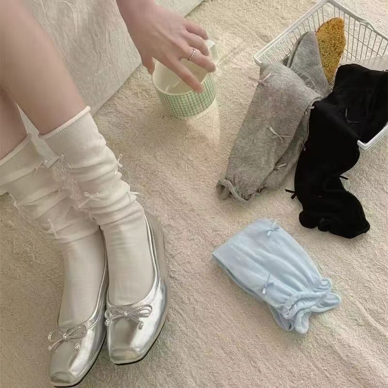 芭蕾风蝴蝶结jk洛丽塔袜子女过膝