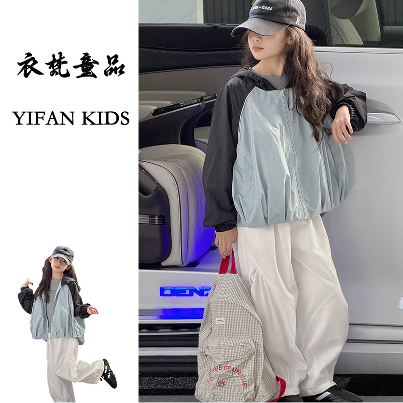 女童拼色连帽春季外套女春秋款新款少女中大童装宽松休闲上衣儿童,童装/婴儿装/亲子装,普通外套,淘宝优惠券,粉丝福利购,淘宝优惠卷