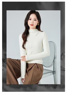 【玉米专享】设计款莱赛尔天丝驼绒~双面蓄热软糯半高领53177