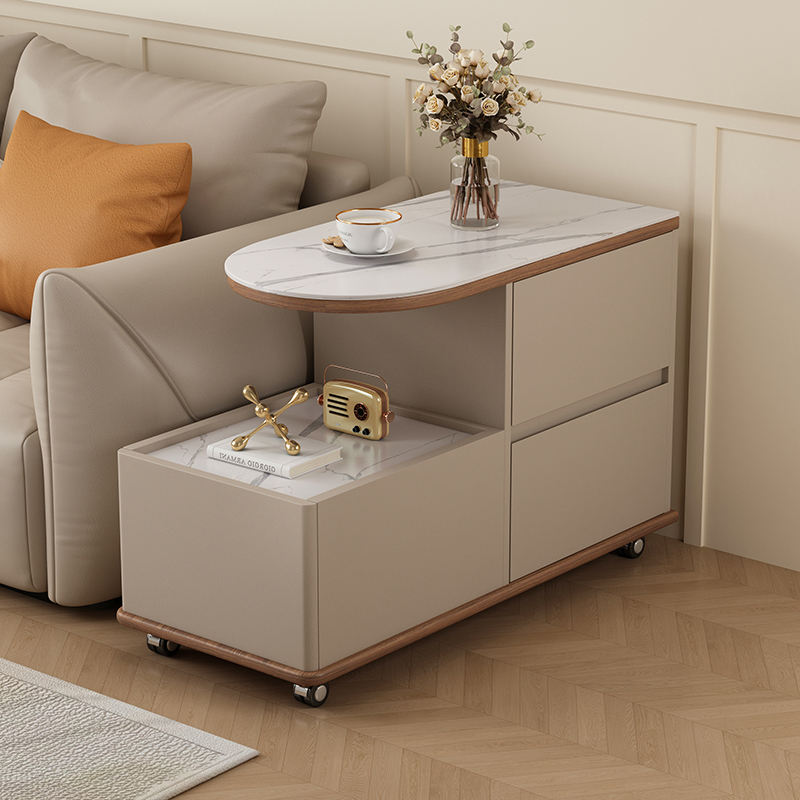 轻奢岩板新款全实木包皮沙发边柜简约现代小户型可移动客厅边几