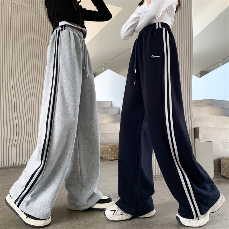 女童卫裤2026春秋韩版洋气直筒运动长裤中大童女孩潮流休闲阔腿裤