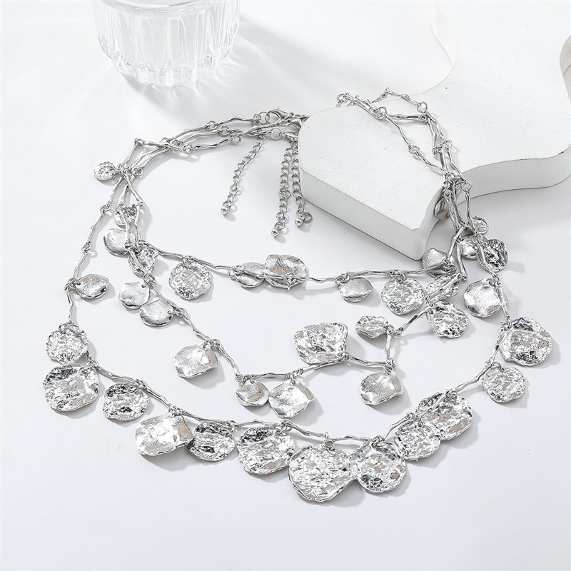 Retro Cold Style Multilayered Geometric Circular Pendant Nec