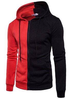 Colorblocked Oversized Long Sleeve Hooded Thickened Jacket f