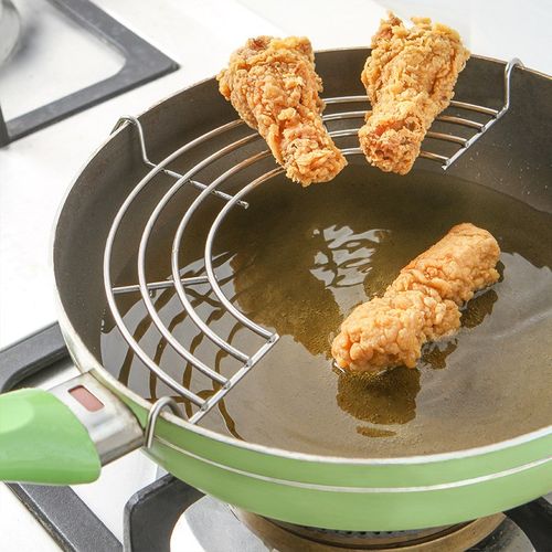 Kitchen Stainless Steel Oil Drain Rack Household Frying Pan