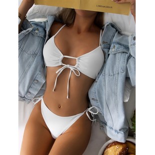 Sexy Triangle Bikini String Bikini Womens Plain Swimwear