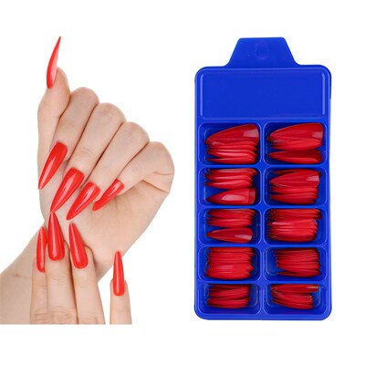 120PCS Long Pure Color Waterdrop Glossy Nail Tips MultiColor