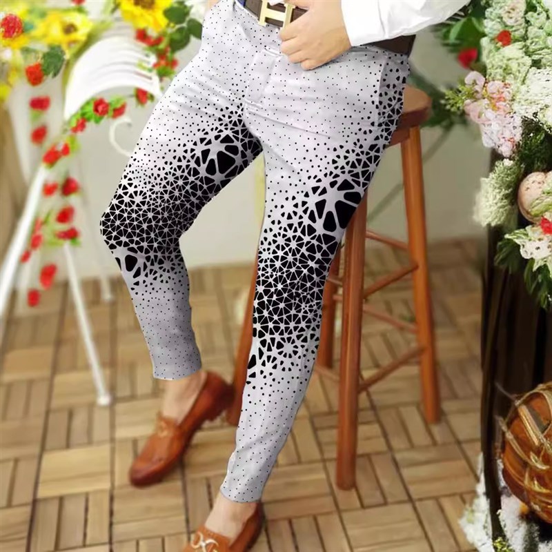 New 2025 EuroAmerican Mens Casual Abstract Contrast Color Pa