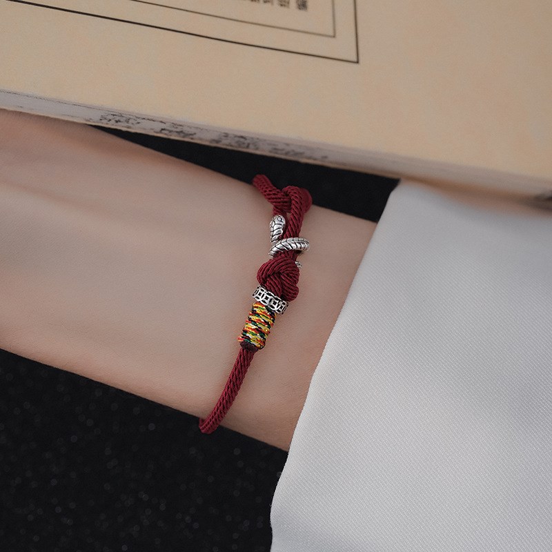 Couple Red Rope Bracelet Snake Transforming into Dragon Ligh