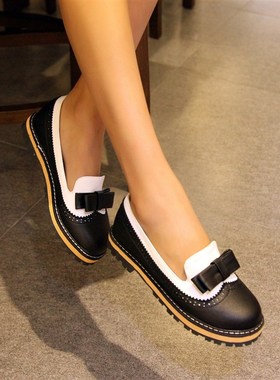 Spring 2015 Womens Shoes Thicksoled Splicedcolor Bow Large S