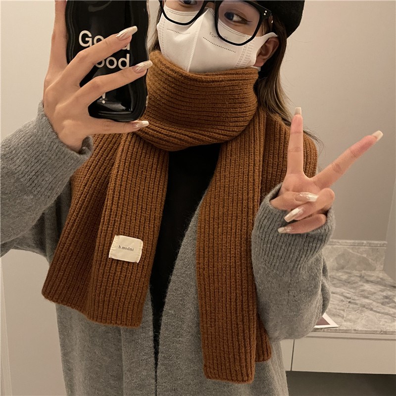 Winter Soft Knit Scarf Womens Universal Warm Student Plain N