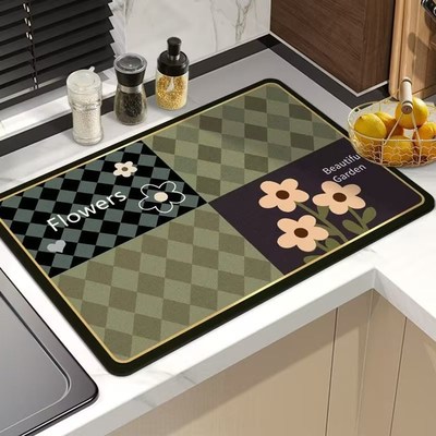 Kitchen Drain Mat Silica Gel Countertop Water Absorbent Pad