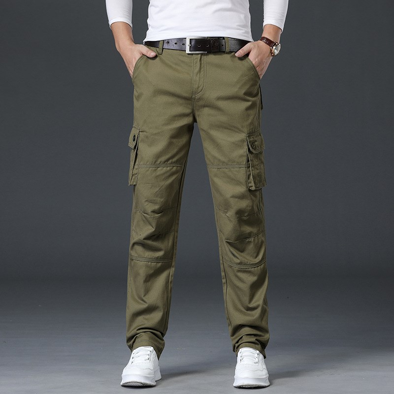 Mens Work Pants Autumn Thin Breathable Loose Straight MultiP