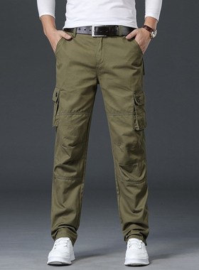 Mens Work Pants Autumn Thin Breathable Loose Straight MultiP