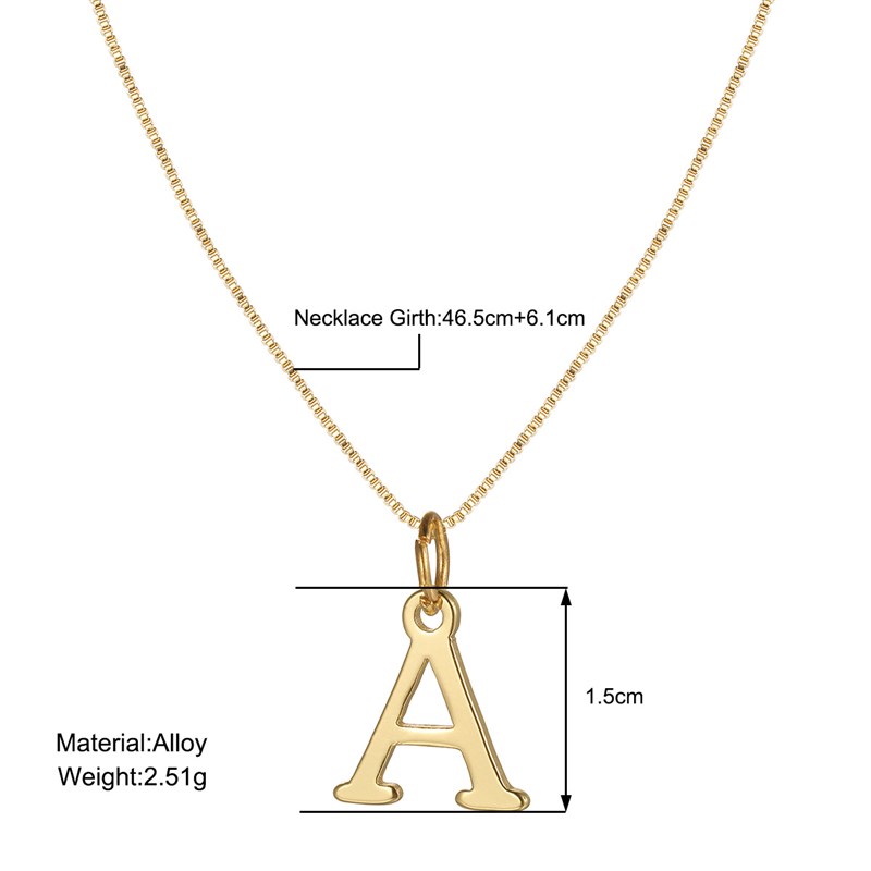 Alphabet Necklace Simple Box Chain Charming Pendant for Coll
