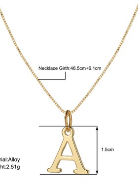 Alphabet Necklace Simple Box Chain Charming Pendant for Coll