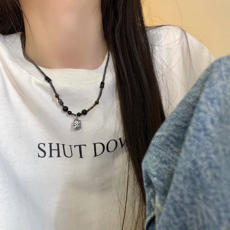 National Style Awakening Lion Titanium Steel Pendant Necklac