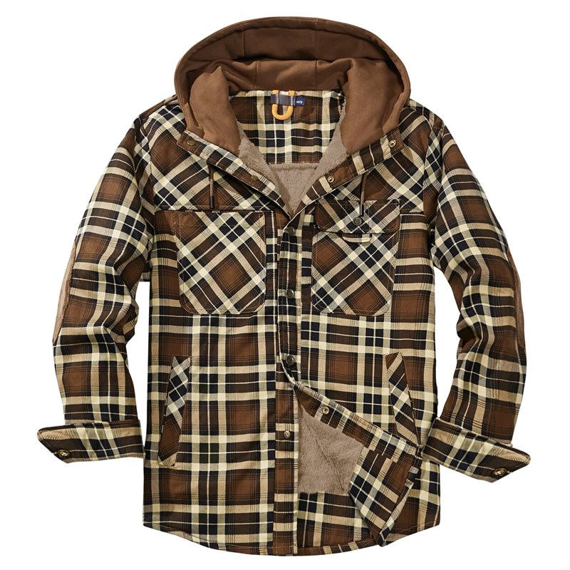 Mens Jacket Plaid Shirt Oversized Jacket Warm Outerwear