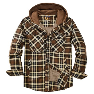 Mens Jacket Plaid Shirt Oversized Jacket Warm Outerwear