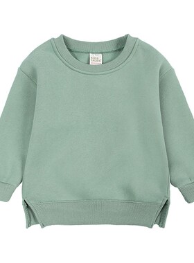 Kids Hoodie Jacket Round Neck Solid Color Fleece Lined Baby