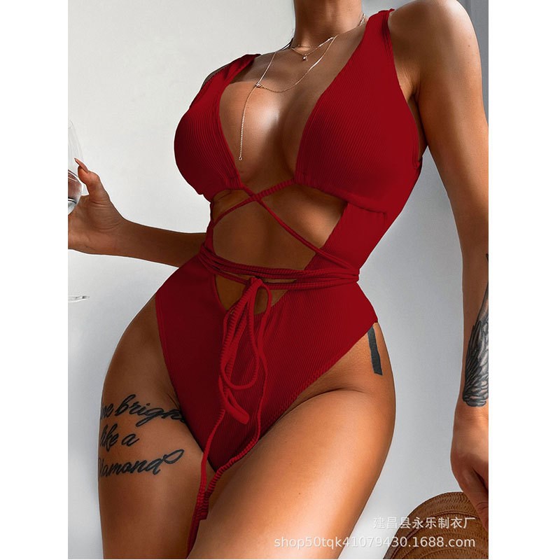 Striped Hollow Bandage OnePiece Bikini 2025 Bikini 2025