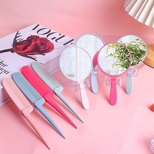 Portable Handle Makeup Mirror Foldable Comb Set for Supermar