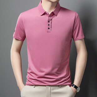 Summer 2025 Mens Middleaged Young Collar Printed Fashion Cas