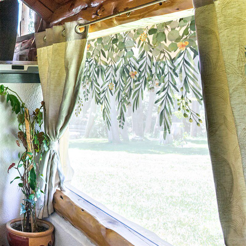 Creative Plant Flower Greenery Static Glass Sticker for Home